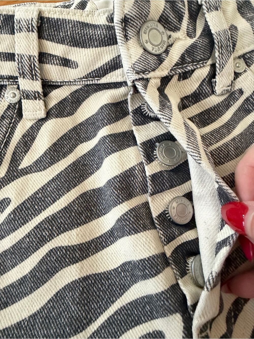 Mikuta Zebra Denim Skirt Black White Size Xs Extra Small — image 4 of 6